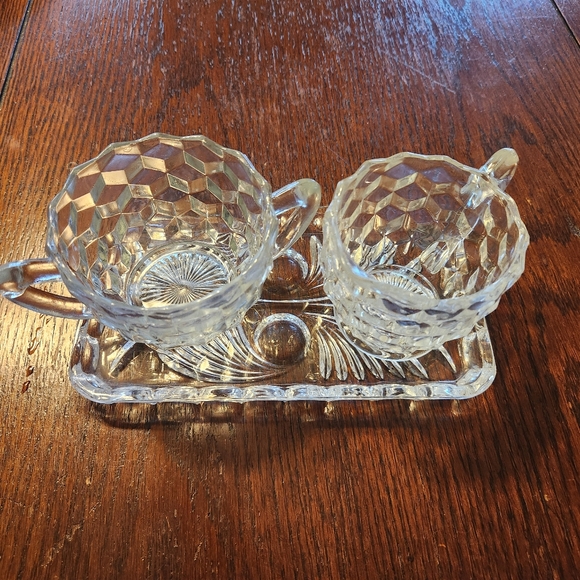 Fostoria Glass Sugar and Creamer W/ Serving Dish Set - Picture 15 of 15